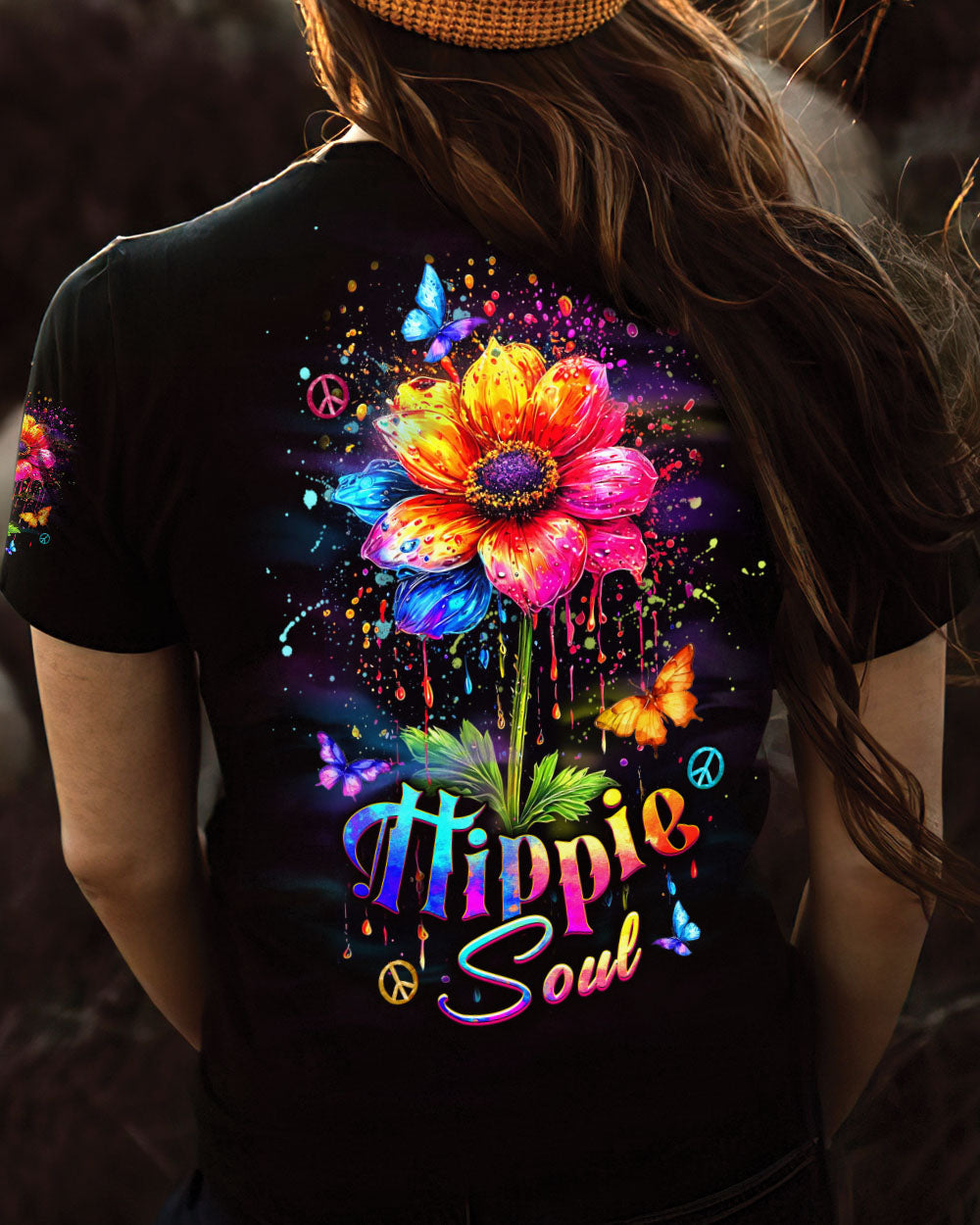Hippie Soul Neon Flower and Peace Sign Colorful Hippie AOP Shirts _13_ YB4u1