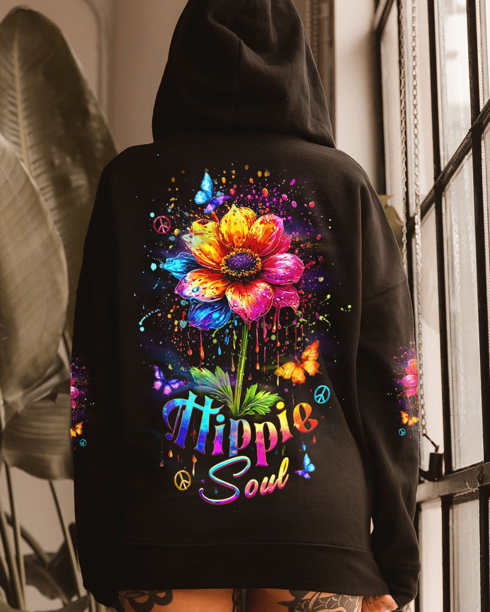 Hippie Soul Neon Flower and Peace Sign Colorful Hippie AOP Shirts _5_ fi3XS