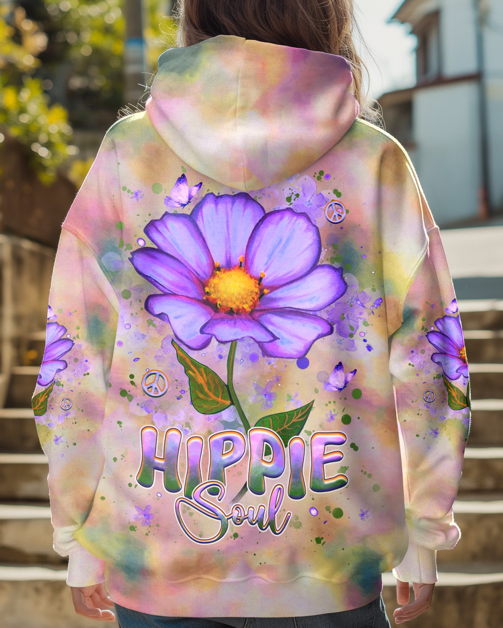 Hippie Soul Pastel Tie Dye Floral Peace Sign AOP Shirts _1_ SYCvQ