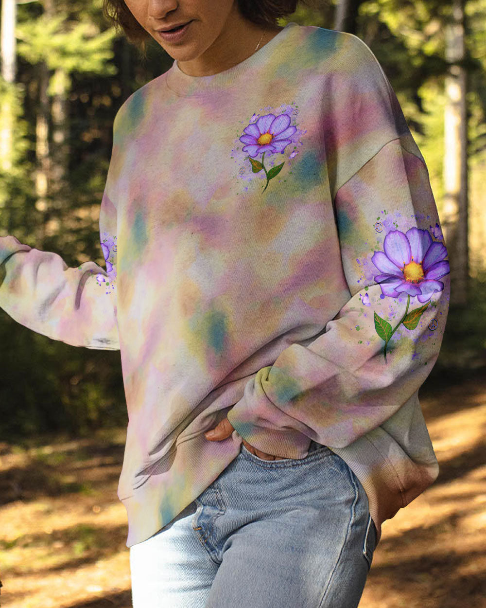 Hippie Soul Pastel Tie Dye Floral Peace Sign AOP Shirts _2_ x8WKk