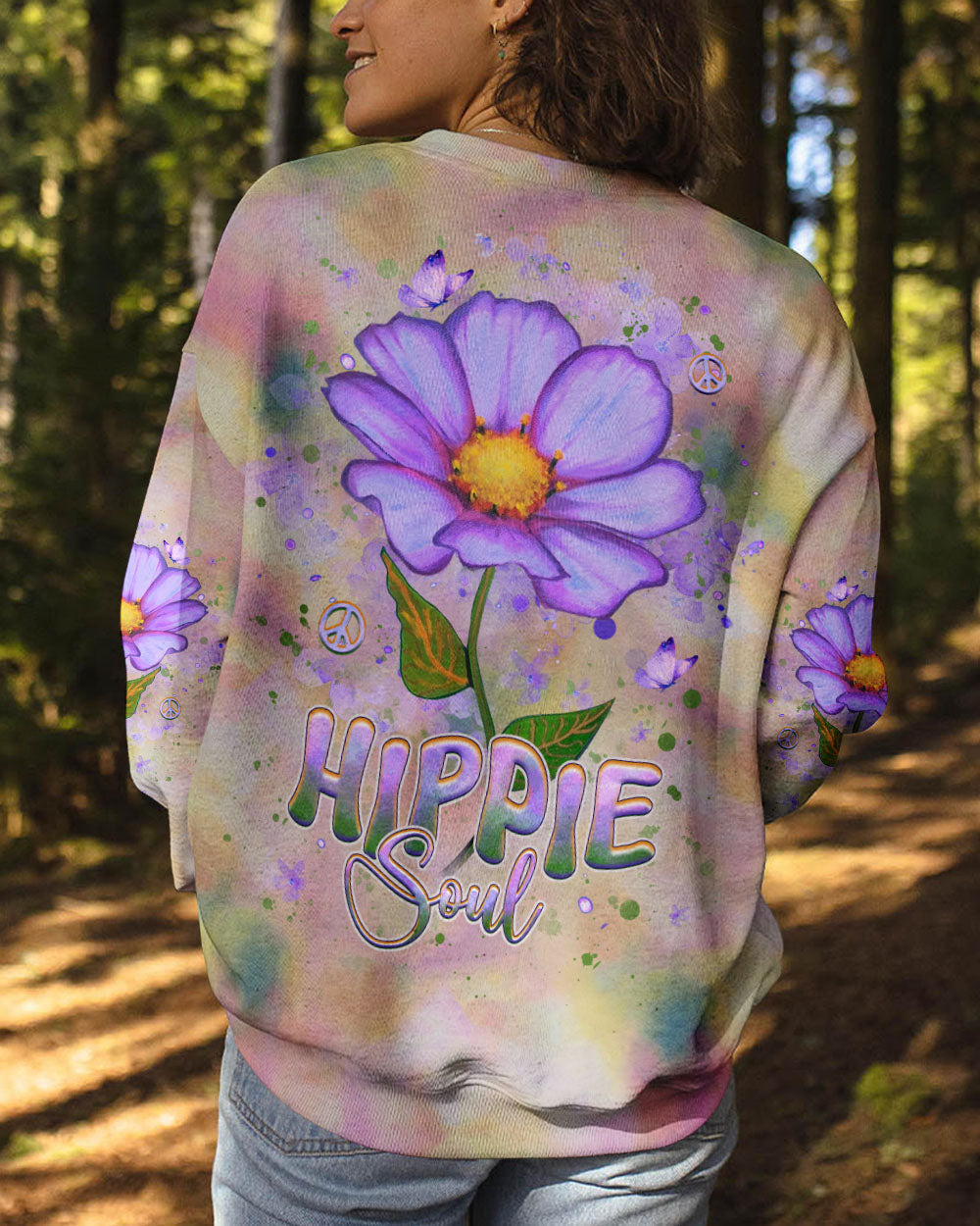 Hippie Soul Pastel Tie Dye Floral Peace Sign AOP Shirts _3_ kb4G9