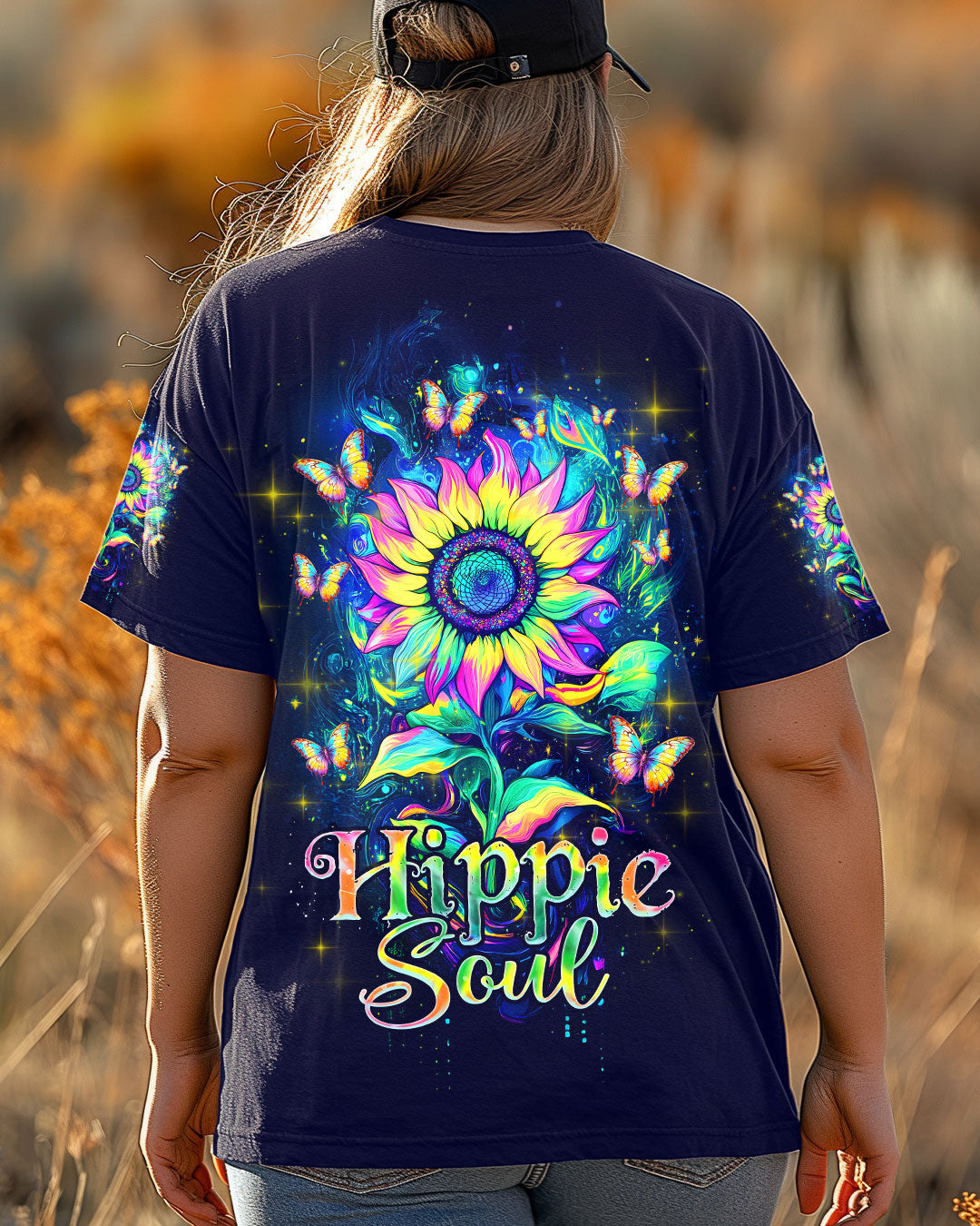 Hippie Soul Sunflower Trippy Psychedelic Butterfly Graphic AOP Shirts _4_ oTEM5