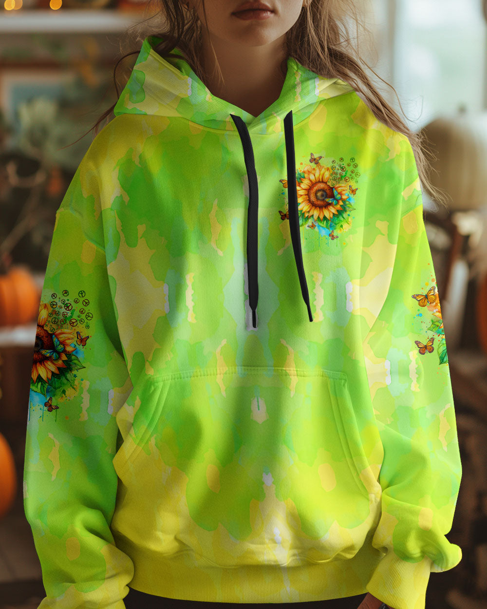 Hippie Soul Sunflower with Butterflies and Peace Signs AOP Shirts _14_ TbXzt