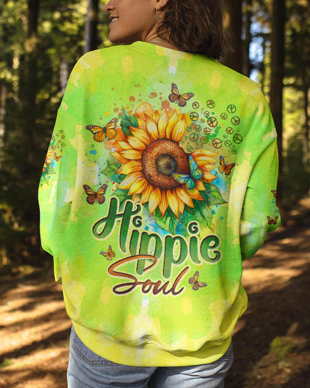 Hippie Soul Sunflower with Butterflies and Peace Signs AOP Shirts _3_ 4kwRk