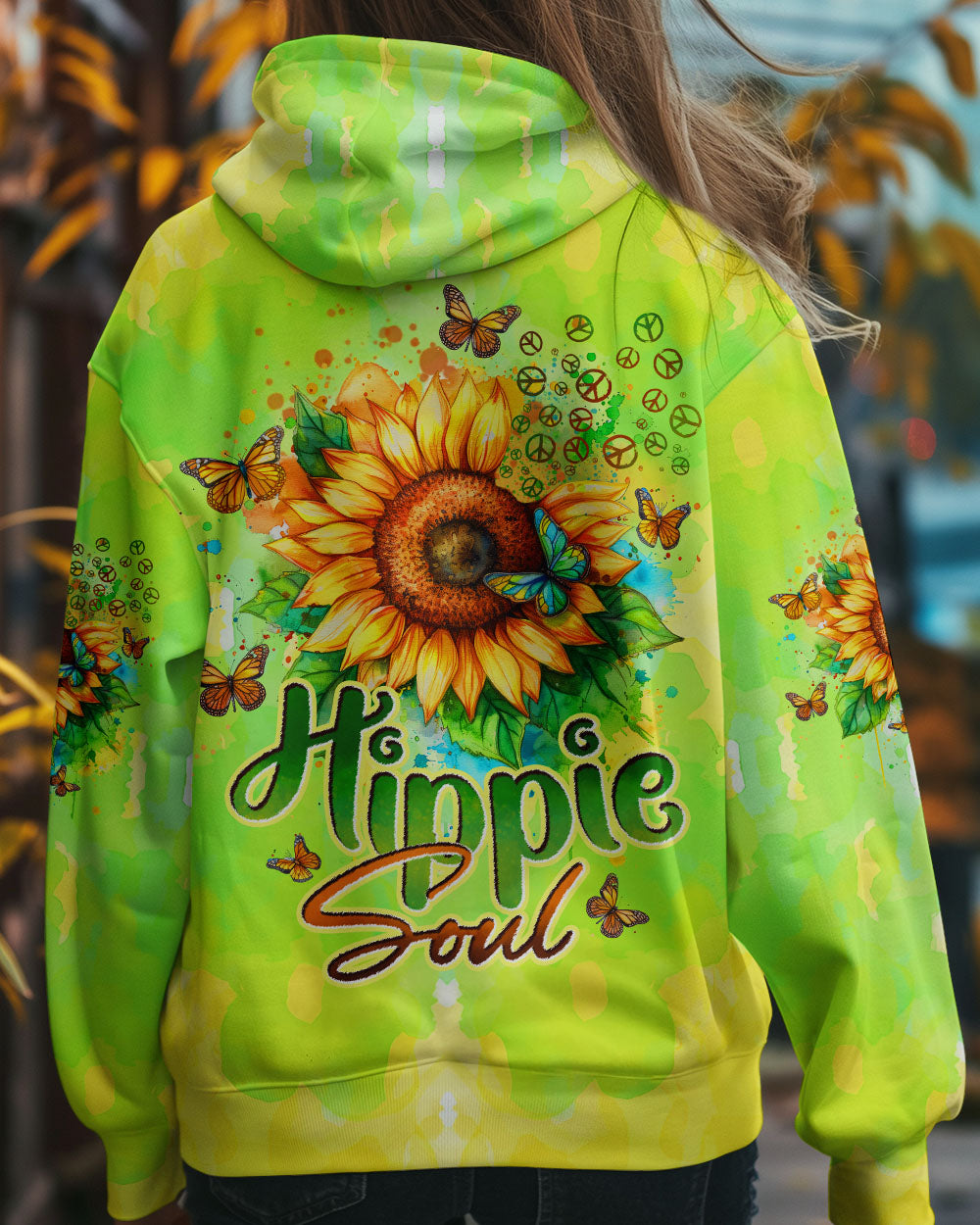 Hippie Soul Sunflower with Butterflies and Peace Signs AOP Shirts _8_ M2K3E