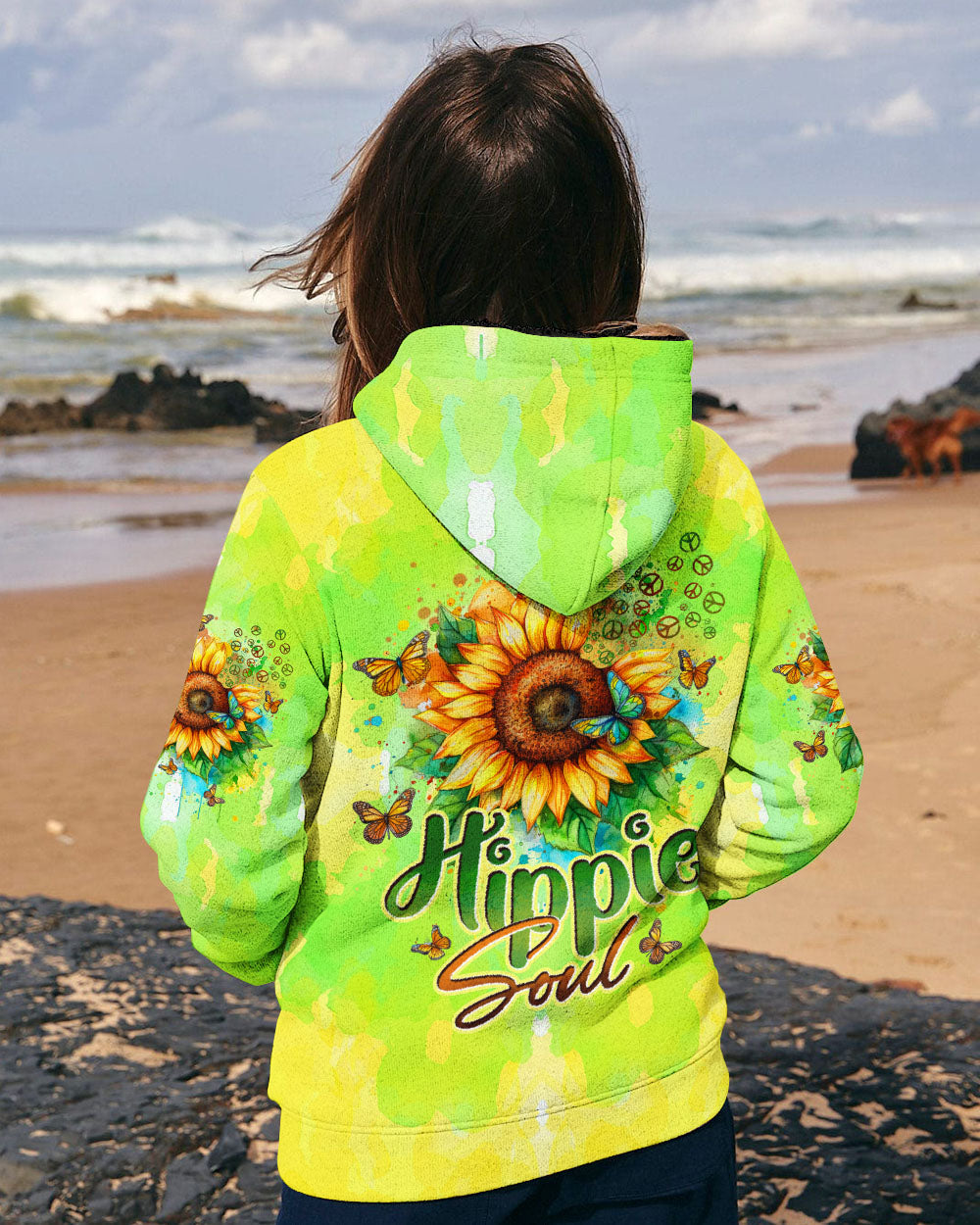 Hippie Soul Sunflower with Butterflies and Peace Signs AOP Shirts _9_ smaRC