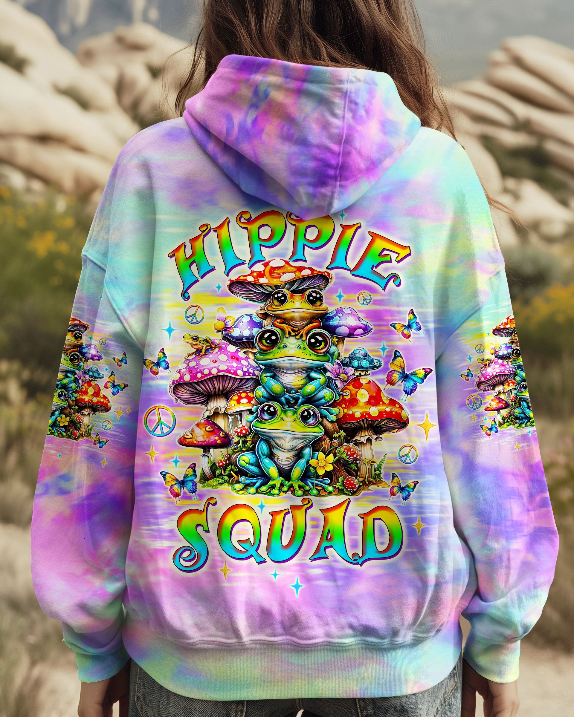 Hippie Squad Frog Psychedelic Mushroom Colorful Tie Dye AOP Shirts _5_ xkwwJ