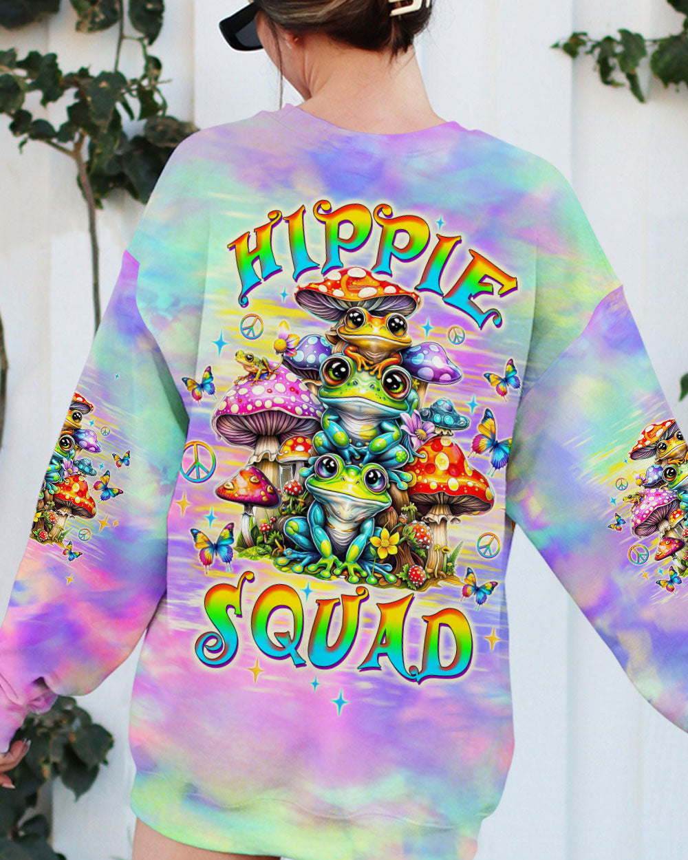Hippie Squad Frog Psychedelic Mushroom Colorful Tie Dye AOP Shirts _7_ 7tLpD