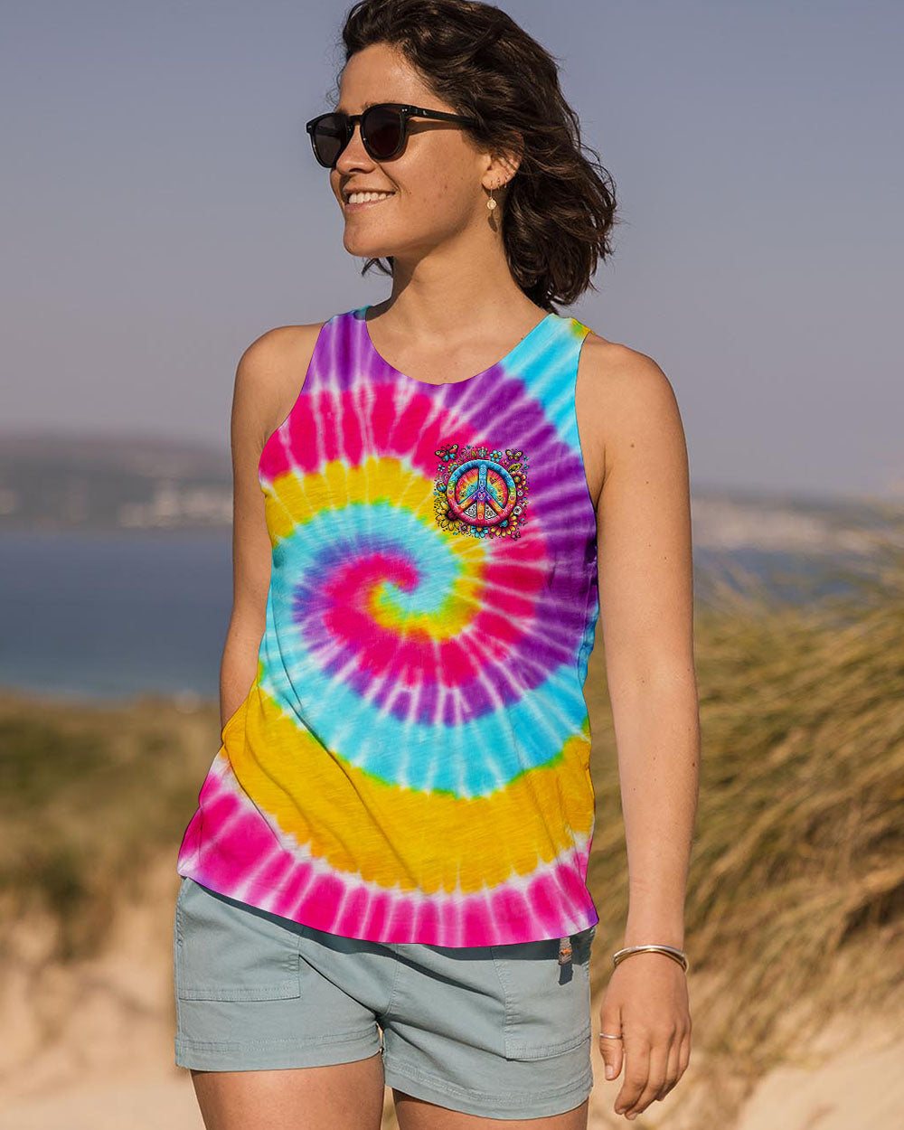 Humanity Is My Race Love Is My Religion Tie Dye Peace Symbol AOP Shirts _12_ 4O9xj