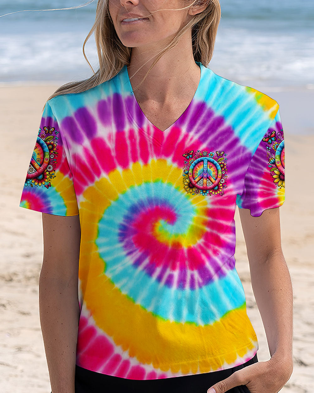 Humanity Is My Race Love Is My Religion Tie Dye Peace Symbol AOP Shirts _4_ g7qu1