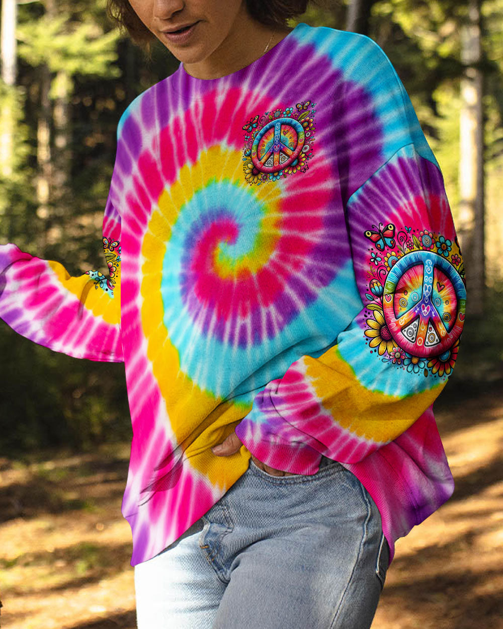 Humanity Is My Race Love Is My Religion Tie Dye Peace Symbol AOP Shirts _8_ 4XHGy