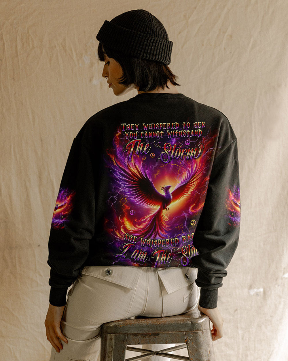 I Am The Storm Phoenix Design _26 Empowering Quote Powerful Hippie AOP Shirts _3_ C6csA