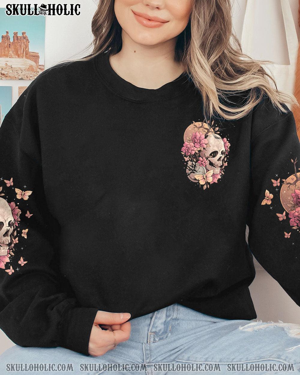 I Am a Sweet Girl Full of Crazy Funny Skull and Butterfly Graphic Tee for Women AOP Shirts _13_ 498ZZ