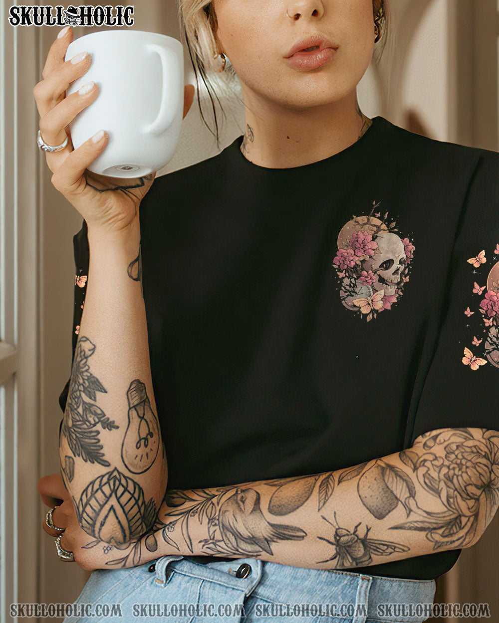 I Am a Sweet Girl Full of Crazy Funny Skull and Butterfly Graphic Tee for Women AOP Shirts _16_ DtMb1