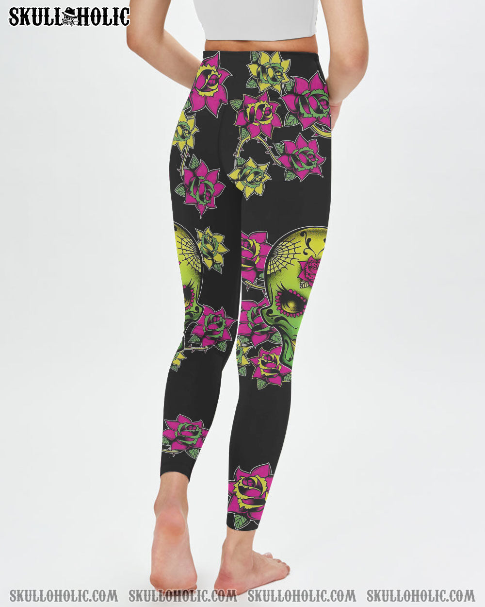 I Am a Sweet Girl Pocket Full of Crazy Neon Sugar Skull and Rose AOP Shirts _16_ 1YqfZ