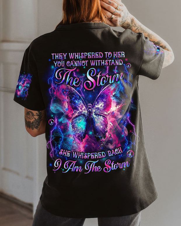 I Am the Storm Lightning Butterfly - Empowering Quote Tee for Women - AOP Shirts
