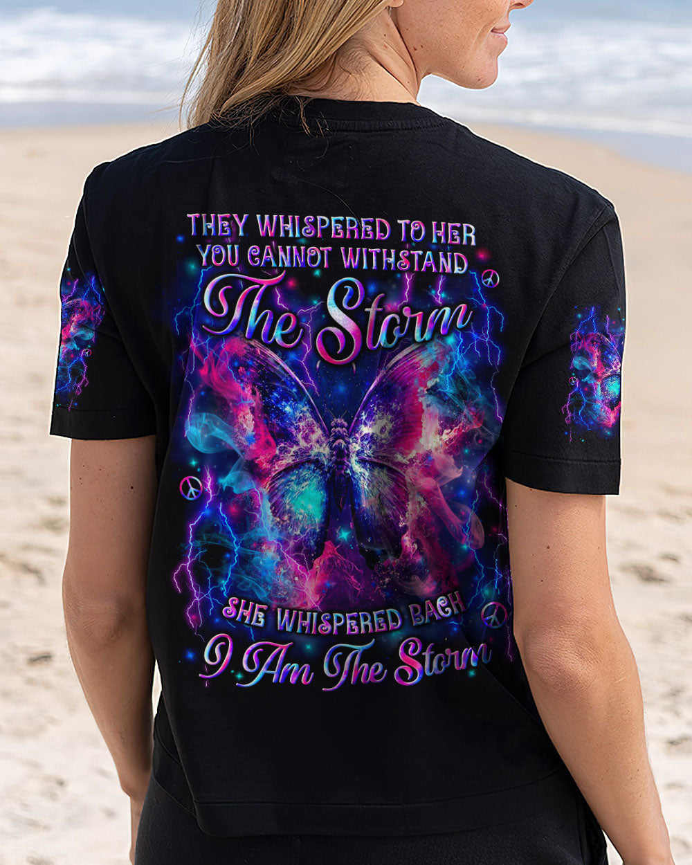 I Am the Storm Lightning Butterfly Empowering Quote Tee for Women AOP Shirts _5_ CXrh7