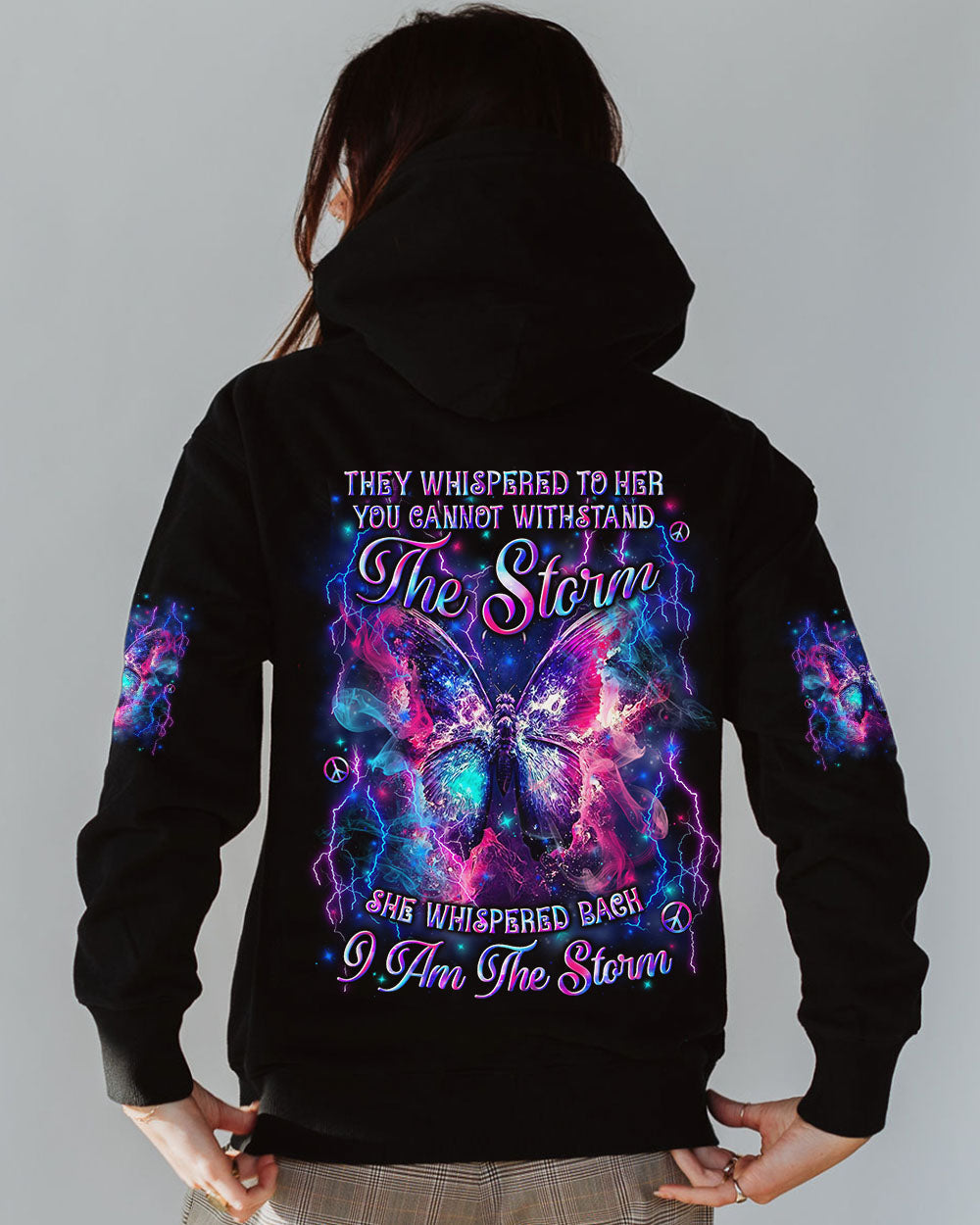 I Am the Storm Lightning Butterfly Empowering Quote Tee for Women AOP Shirts _7_ N2pRG