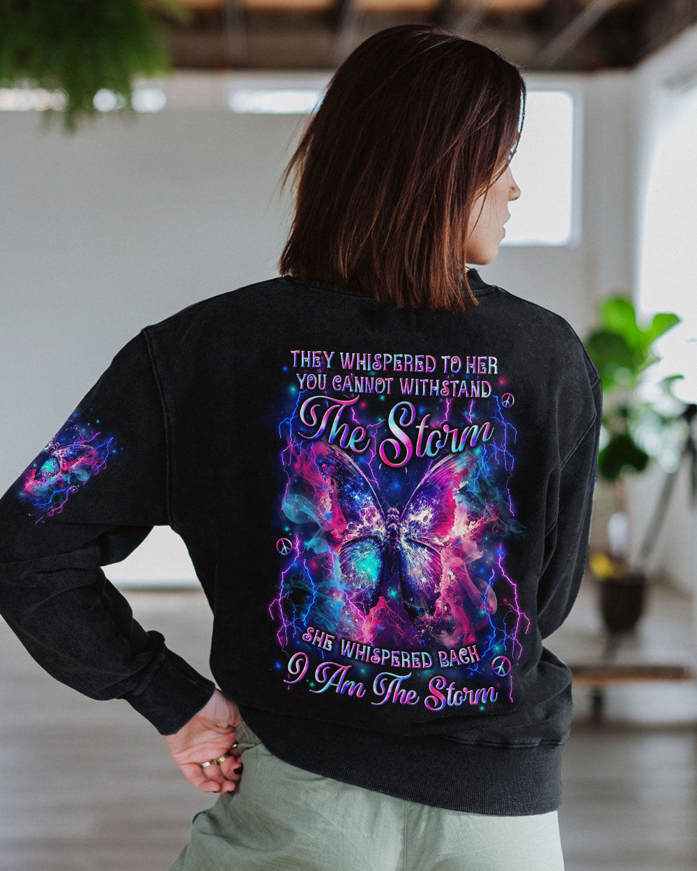 I Am the Storm Lightning Butterfly Empowering Quote Tee for Women AOP Shirts _9_ jiFCp