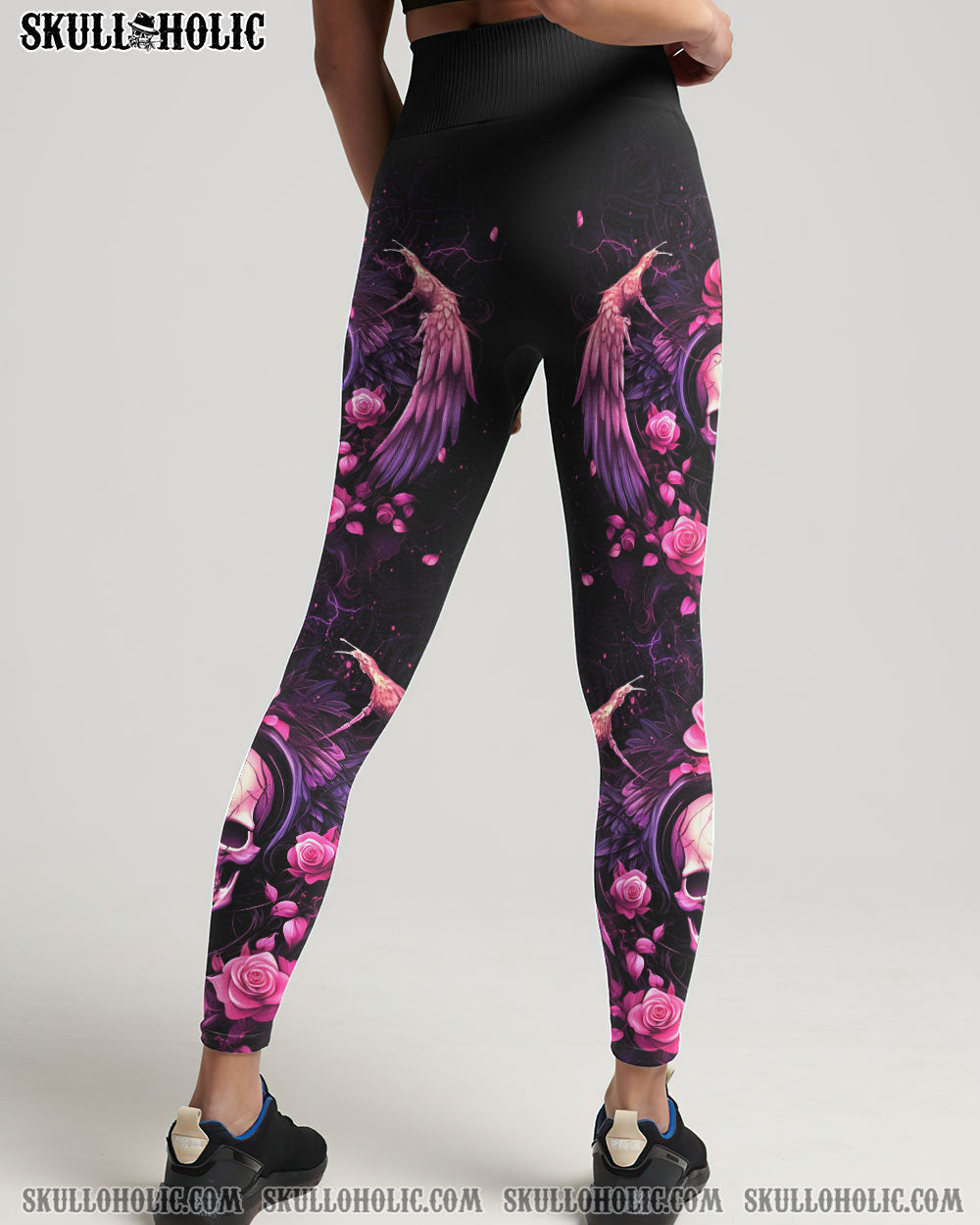 I Am the Storm She Whispered Back Pink Skull Wings and Roses Graphic AOP Shirts _2_ yofb8