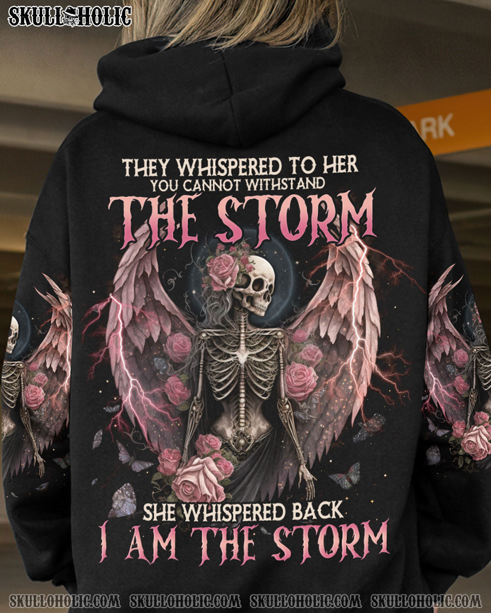 I Am the Storm Withstand the Storm Skull Dark Rose and Wings Graphic AOP Shirts _15_ MHh17