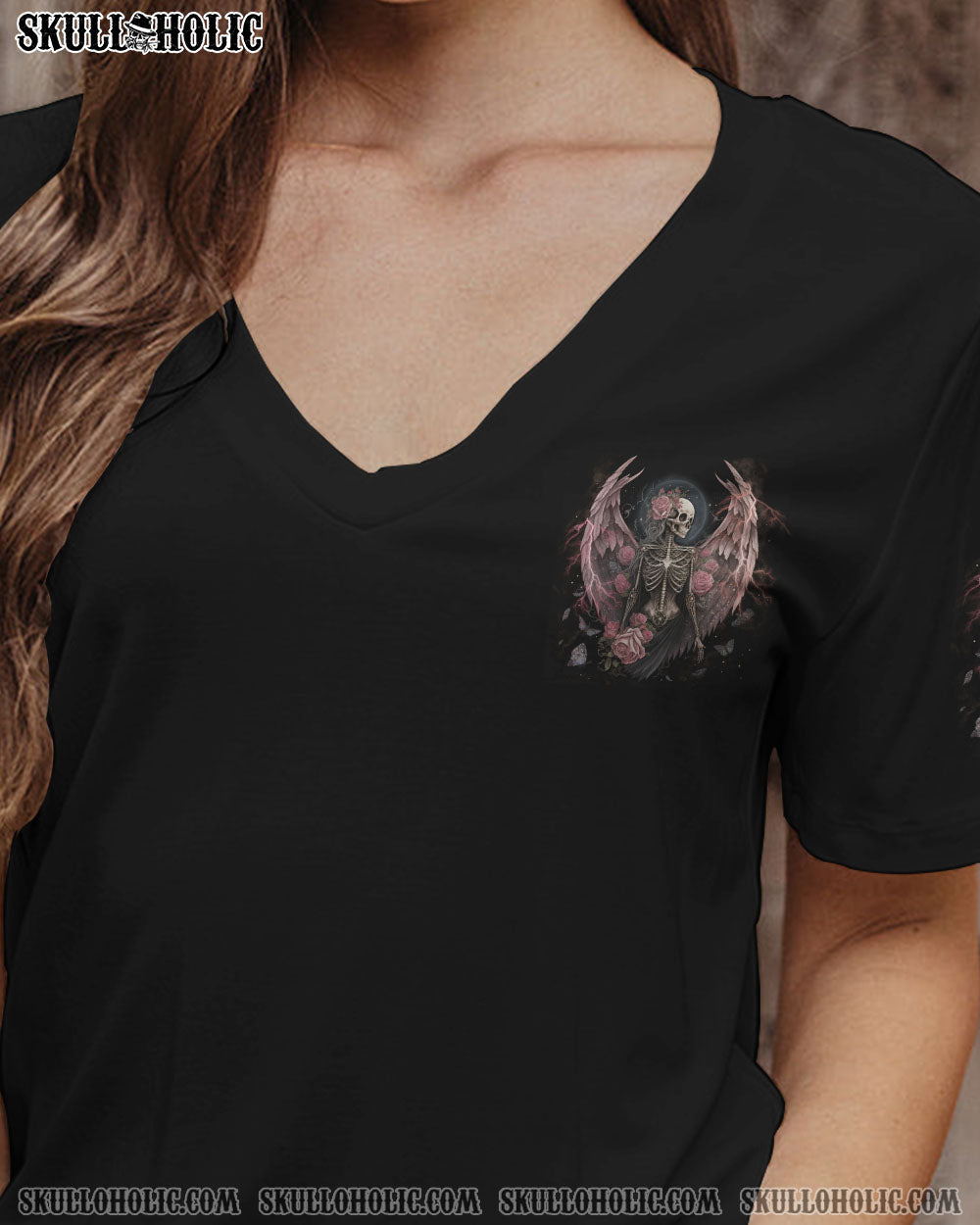 I Am the Storm Withstand the Storm Skull Dark Rose and Wings Graphic AOP Shirts _6_ fIz3H