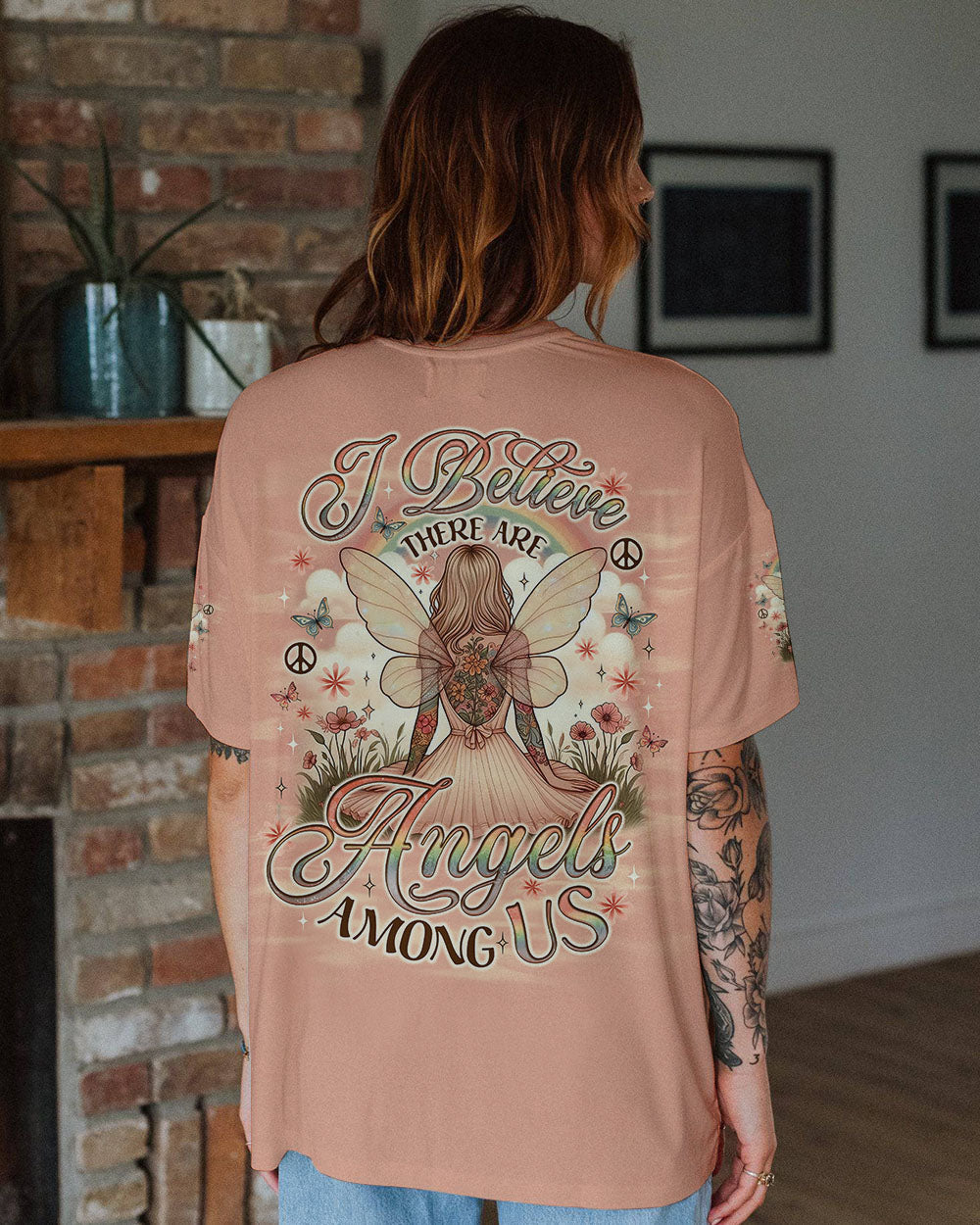 I Believe There Are Angels Among Us Angel and Floral Graphic AOP Shirts _11_ siNvt