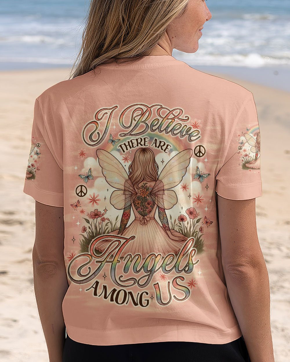 I Believe There Are Angels Among Us Angel and Floral Graphic AOP Shirts _13_ 6vnJj