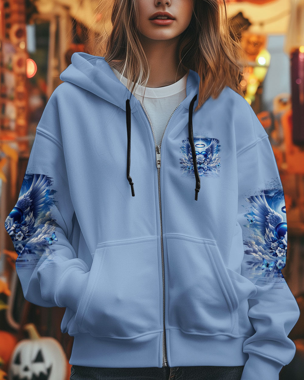 I Believe There Are Angels Among Us Blue Angel Wings and Halo Heart Design AOP Shirts _10_ vPj00