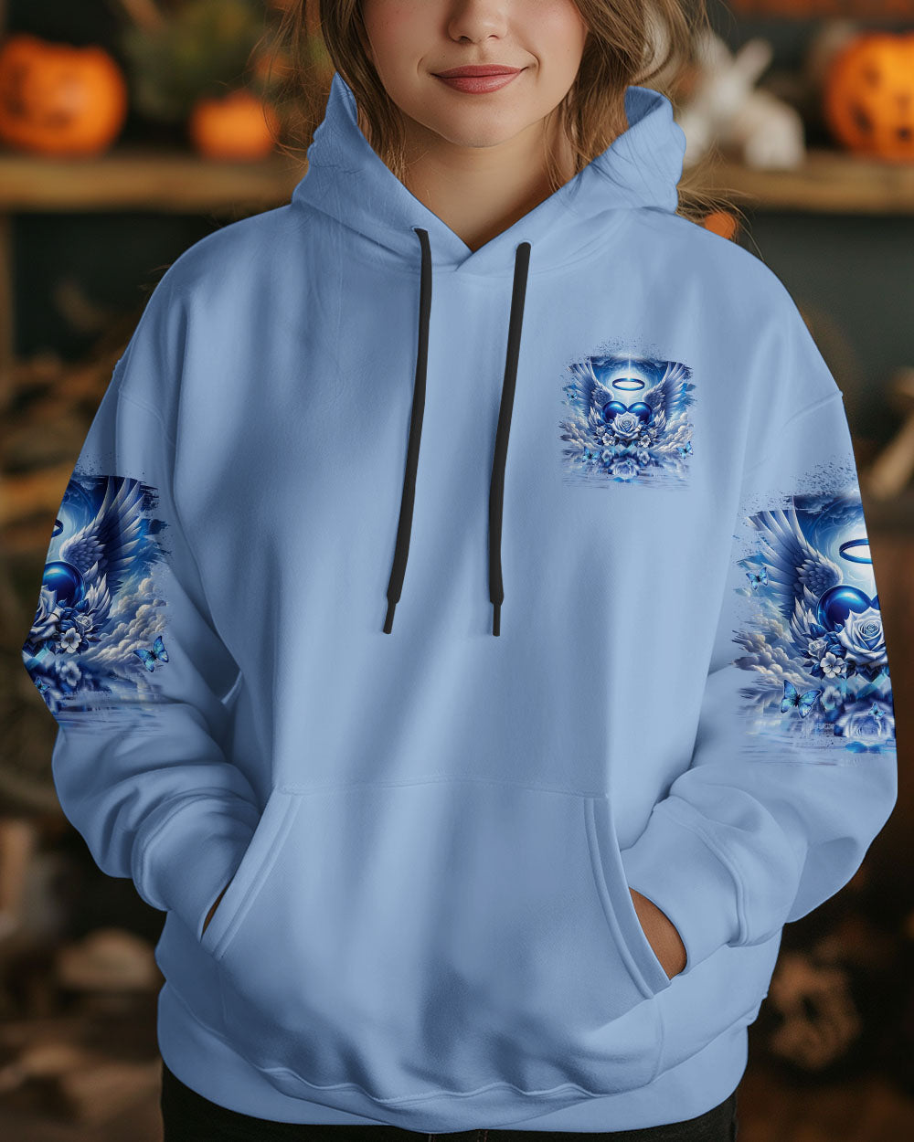 I Believe There Are Angels Among Us Blue Angel Wings and Halo Heart Design AOP Shirts _6_ QfPo1