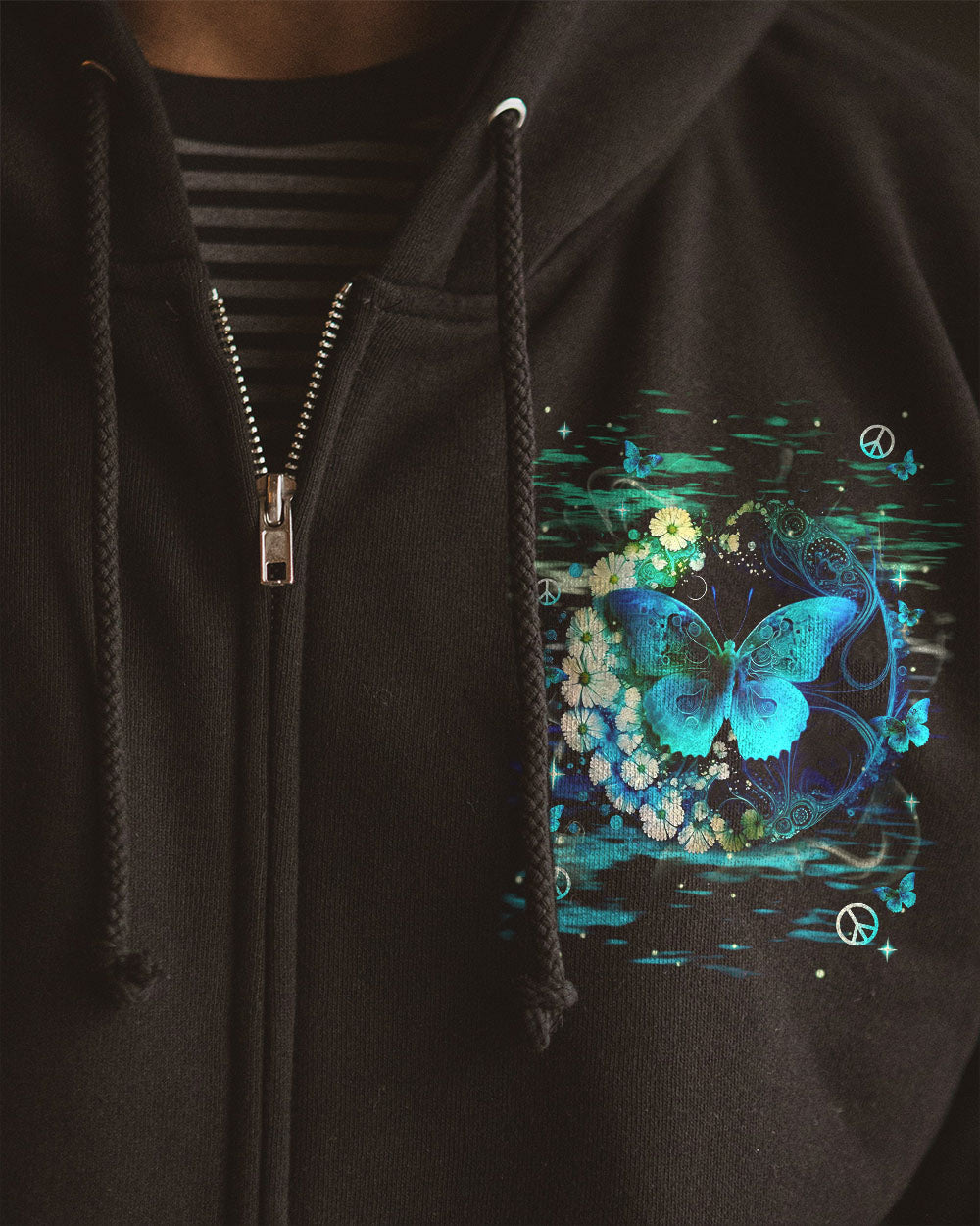 I Believe There Are Angels Among Us Blue Butterfly Graphic AOP Shirts _4_ yaKre