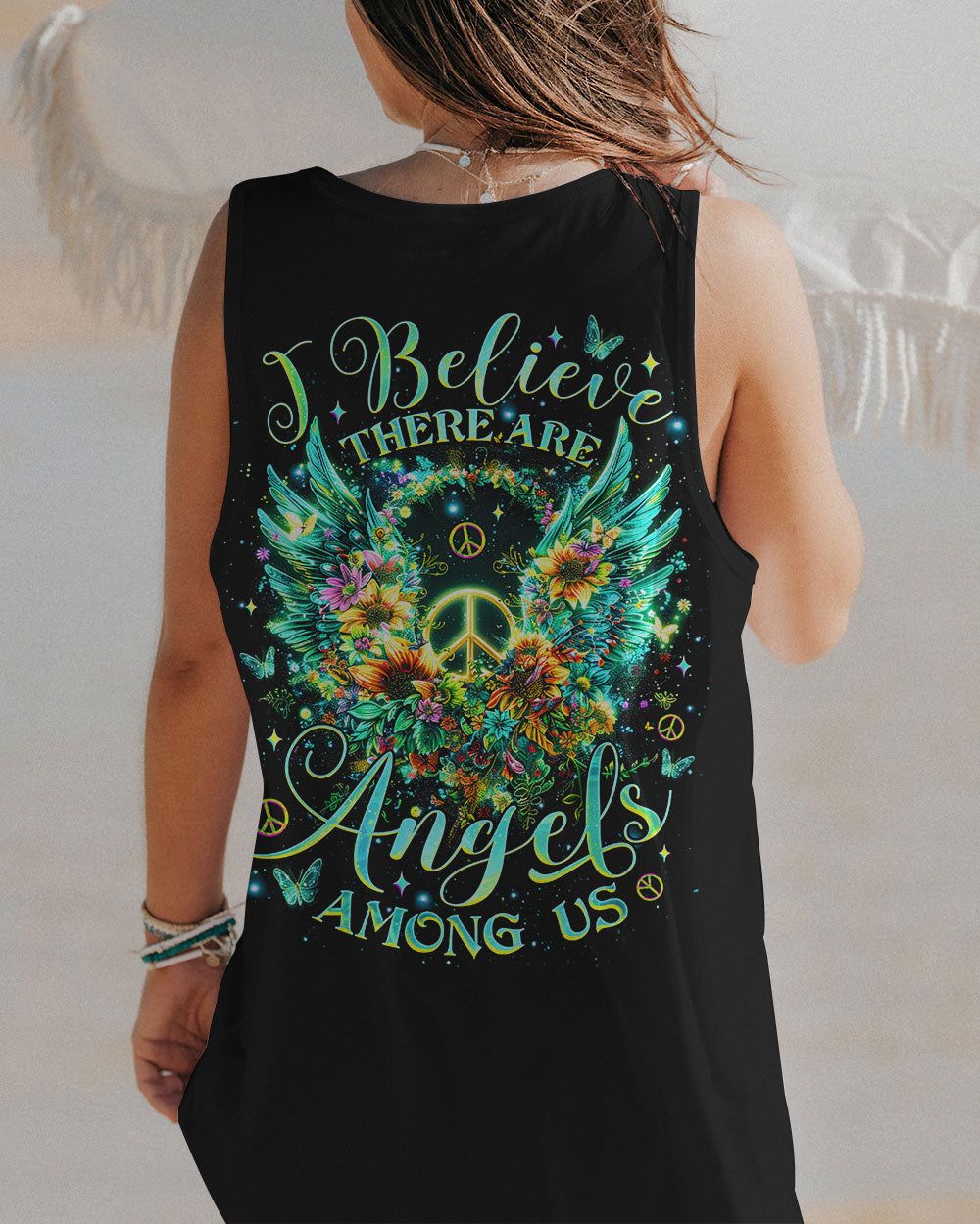 I Believe There Are Angels Among Us Butterfly Flower Wings Peace AOP Shirts _8_ 7jp3Z