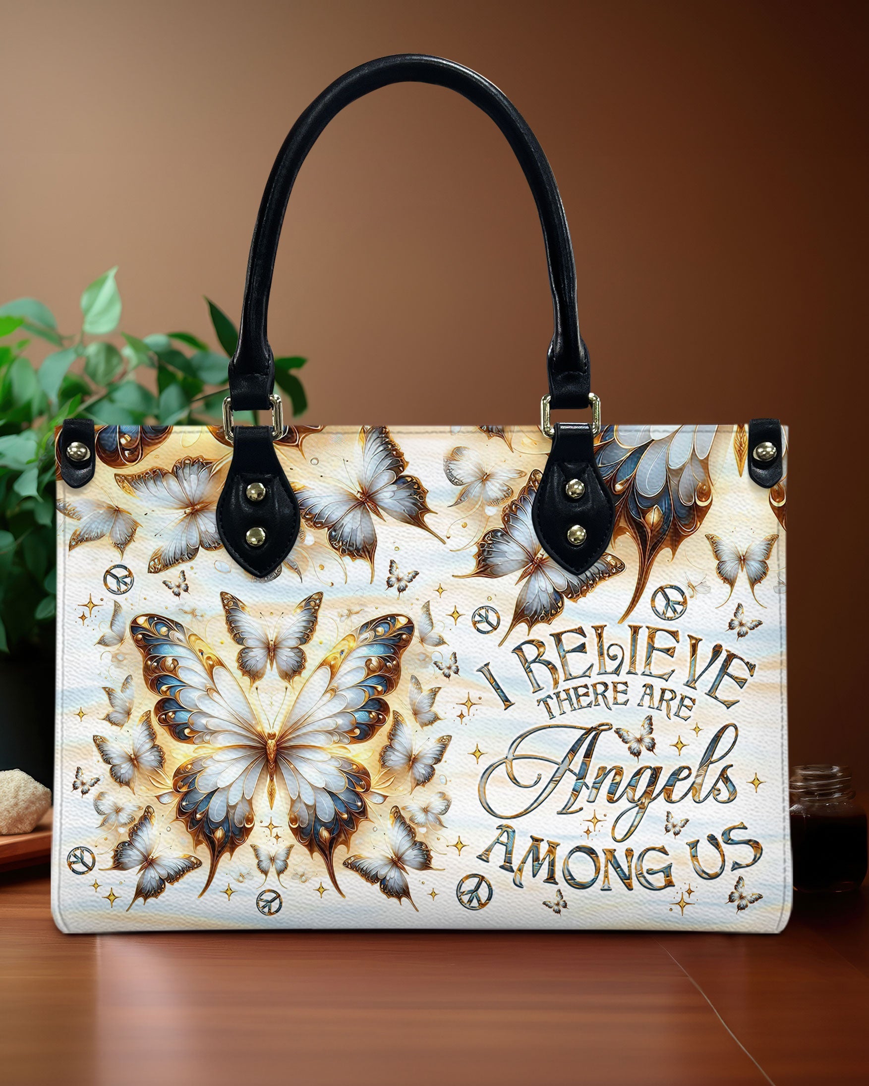I Believe There Are Angels Among Us Butterfly Hippie Leather Bag Gift for Women _1_ O2I4m