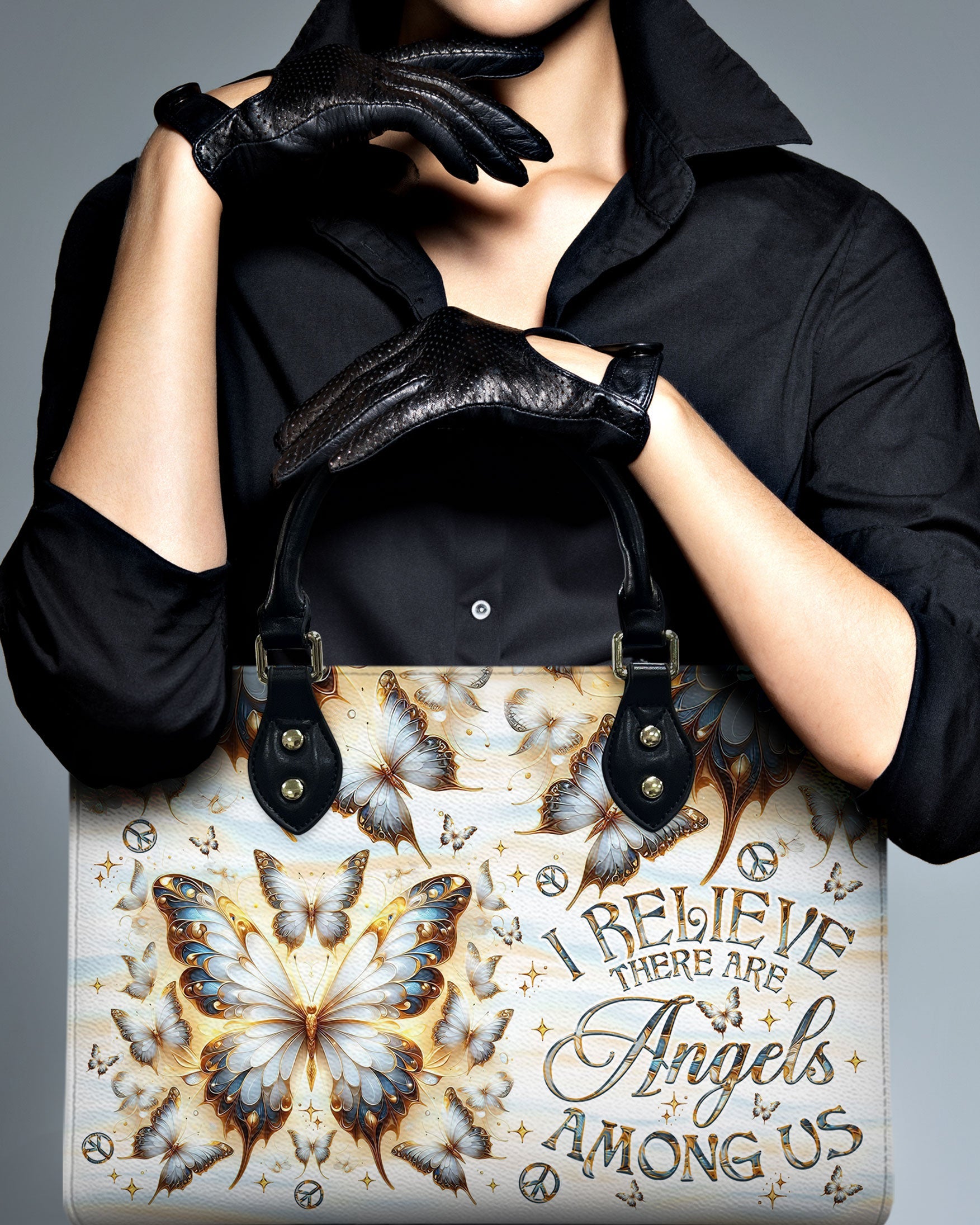 I Believe There Are Angels Among Us Butterfly Hippie Leather Bag Gift for Women _3_ SBHWO