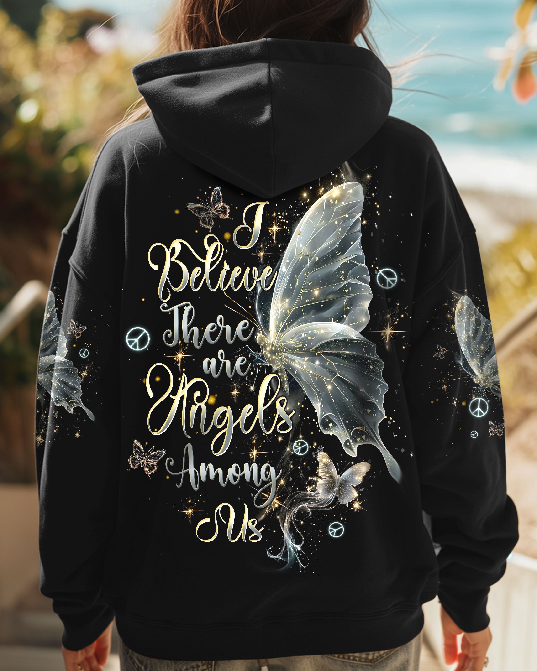 I Believe There Are Angels Among Us Butterfly Spiritual Graphic AOP Shirts _1_ wZrh6