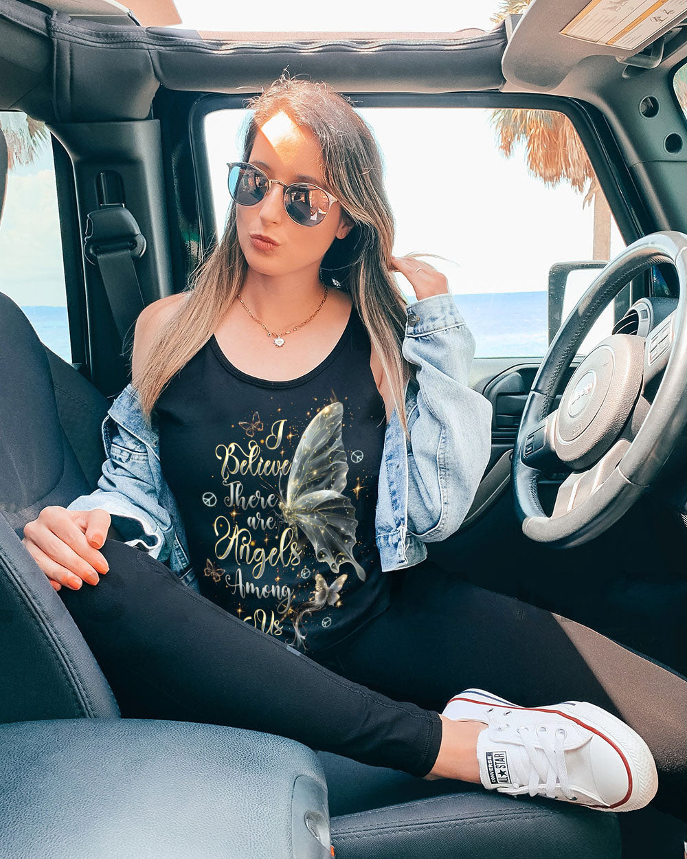 I Believe There Are Angels Among Us Butterfly Spiritual Graphic AOP Shirts _5_ UbJ5r