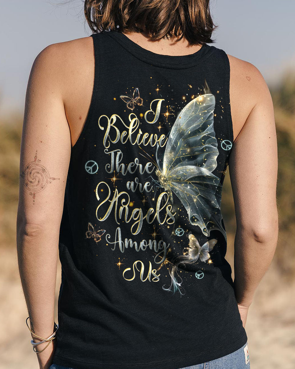 I Believe There Are Angels Among Us Butterfly Spiritual Graphic AOP Shirts _7_ 9puHG