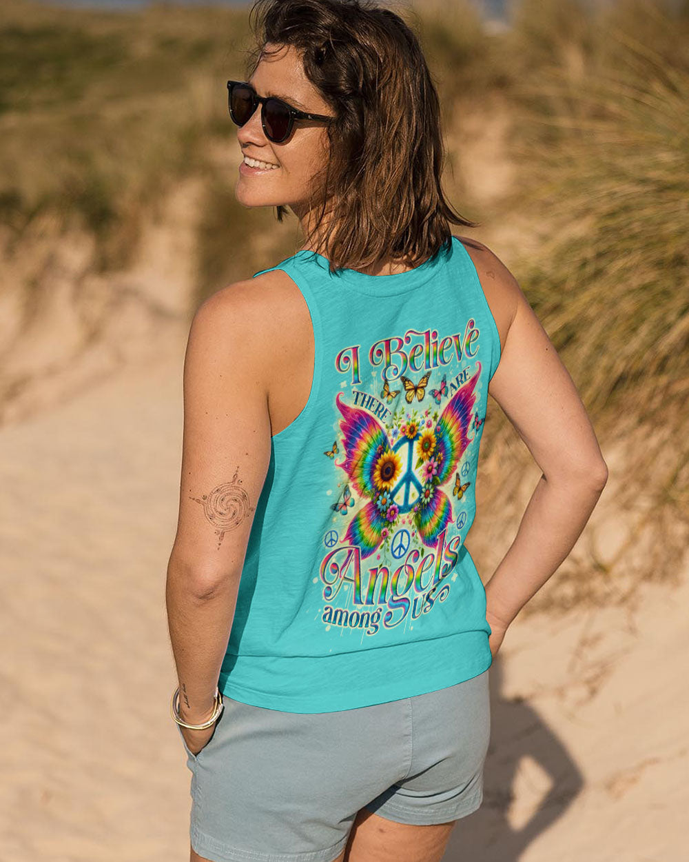 I Believe There Are Angels Among Us Butterfly Wings and Peace Sign AOP Shirts _13_ tYCbV