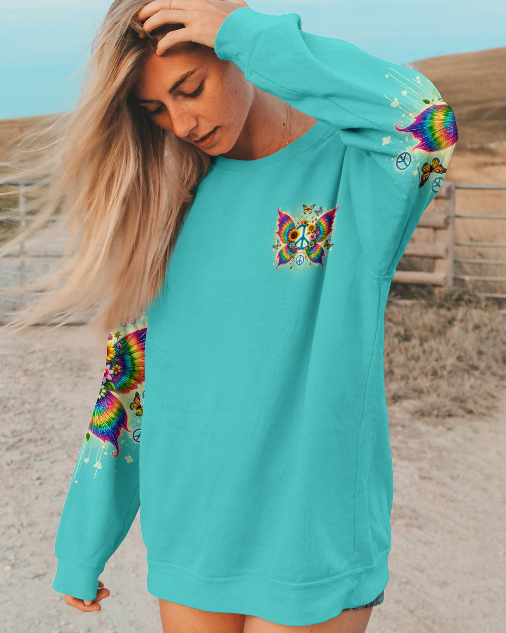 I Believe There Are Angels Among Us Butterfly Wings and Peace Sign AOP Shirts _8_ diHoa