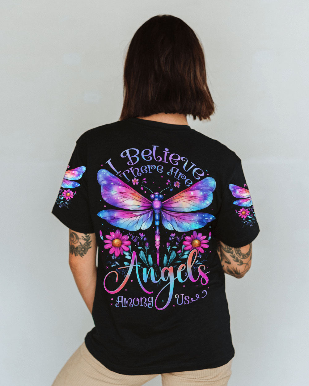 I Believe There Are Angels Among Us Dragonfly Memorial Graphic AOP Shirts _11_ vXQXB