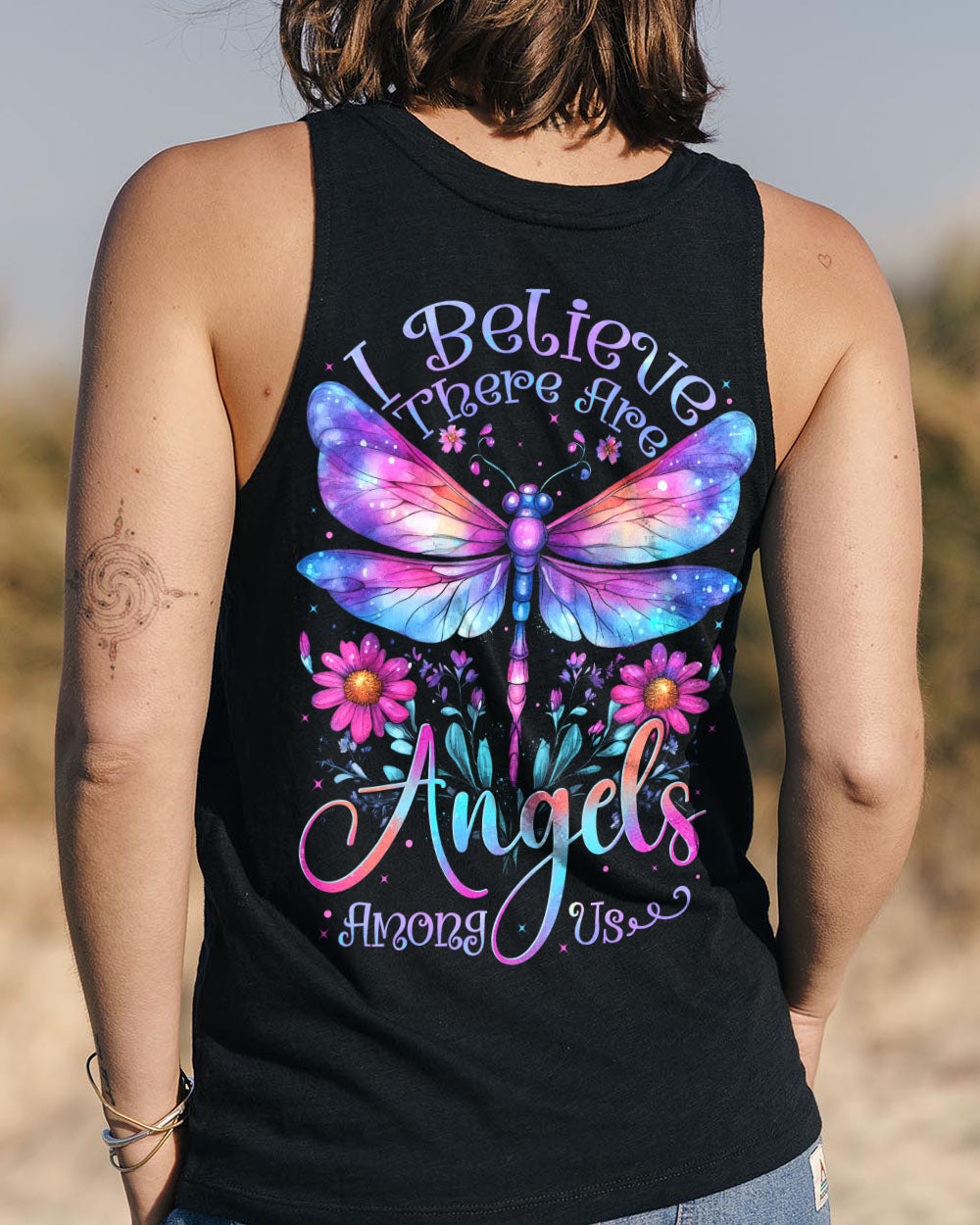I Believe There Are Angels Among Us Dragonfly Memorial Graphic AOP Shirts _7_ QDxir