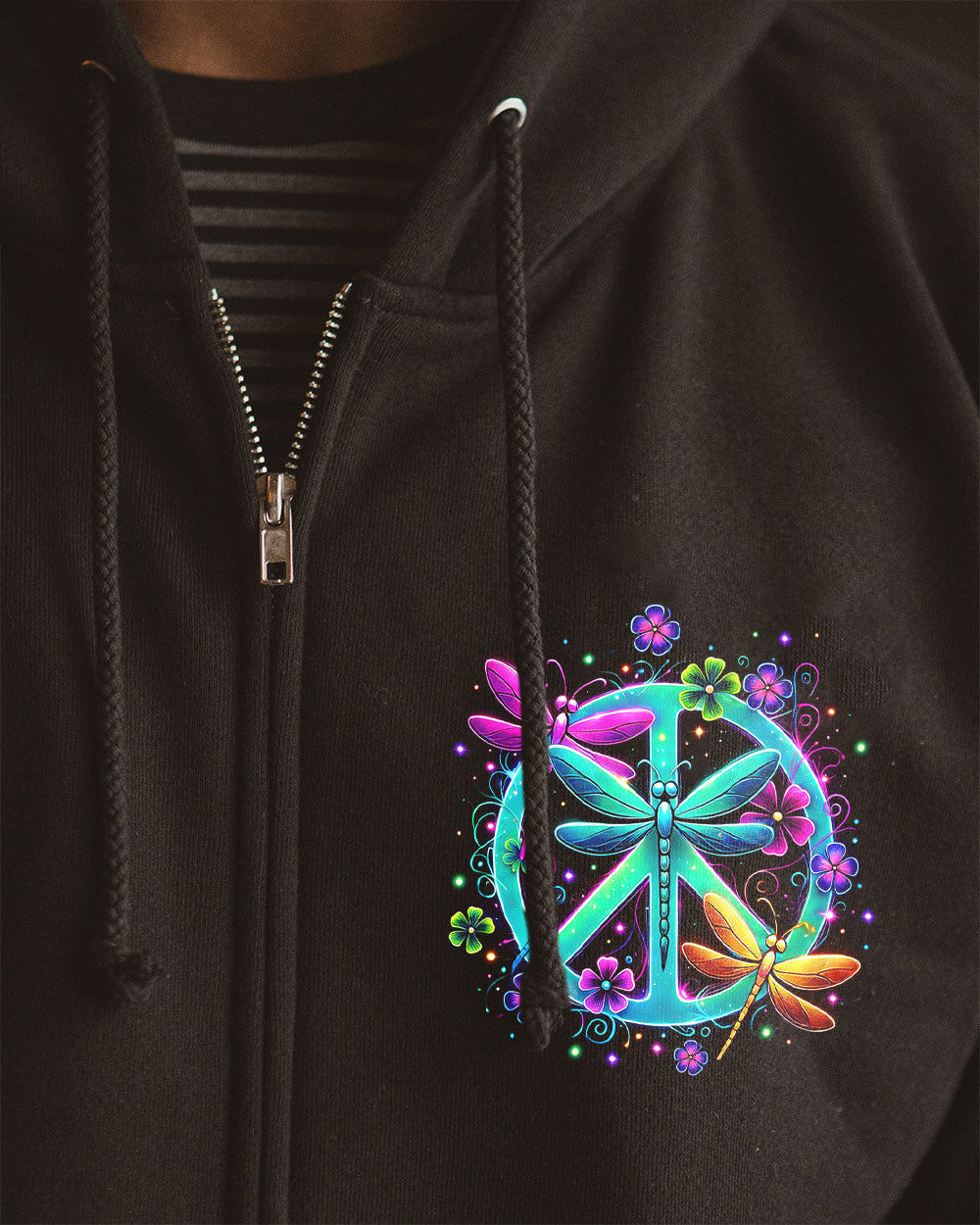 I Believe There Are Angels Among Us Dragonfly Neon Peace Symbol AOP Shirts _10_ mx5U9
