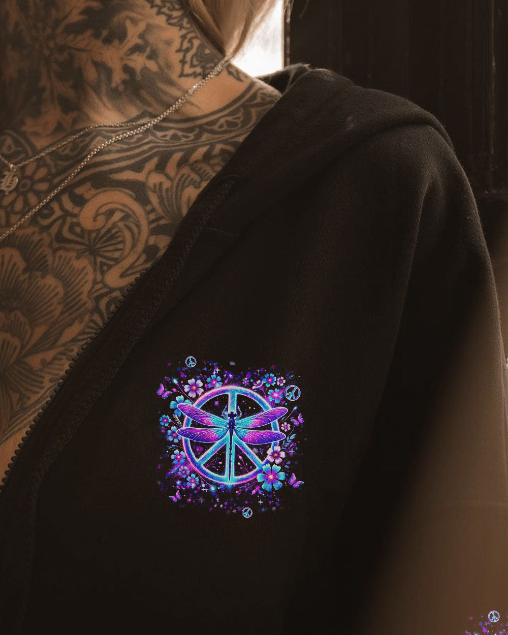 I Believe There Are Angels Among Us Dragonfly and Peace Sign AOP Shirts _8_ hNkMz