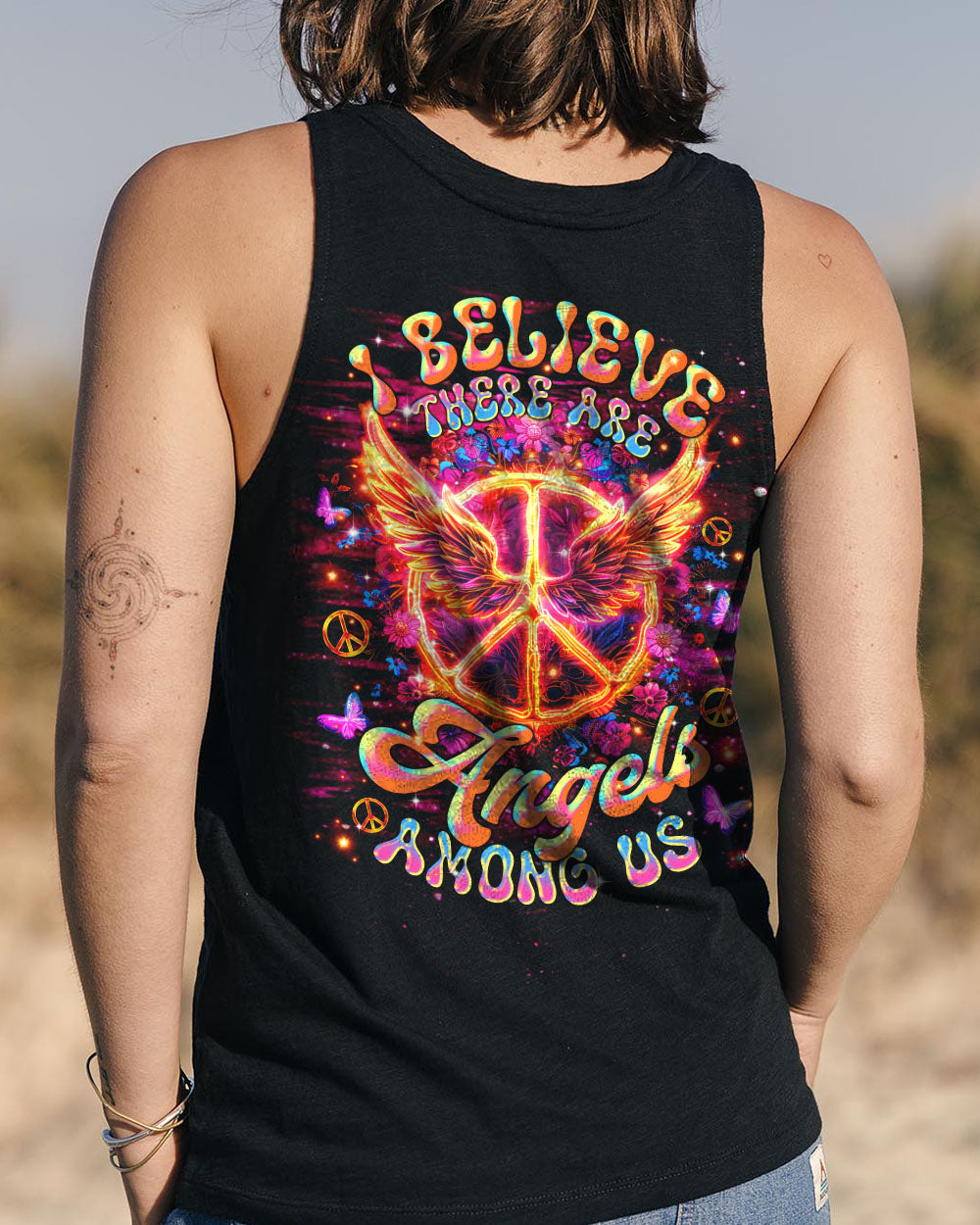 I Believe There Are Angels Among Us Fire Peace Symbol Angel AOP Shirts _7_ 2ZwpO