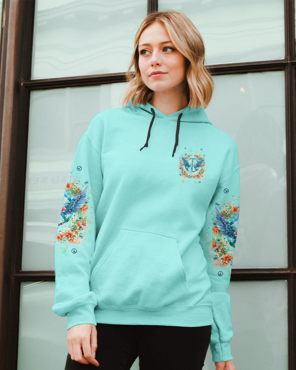 I Believe There Are Angels Among Us Floral Peace Sign Wings AOP Shirts _14_ fAgBb