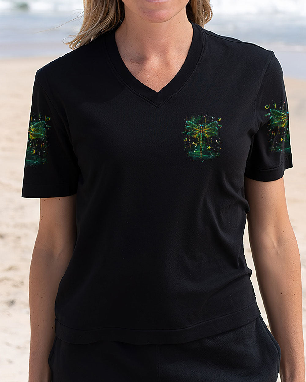 I Believe There Are Angels Among Us Green Dragonfly Peace Symbols AOP Shirts _11_ 2myQz