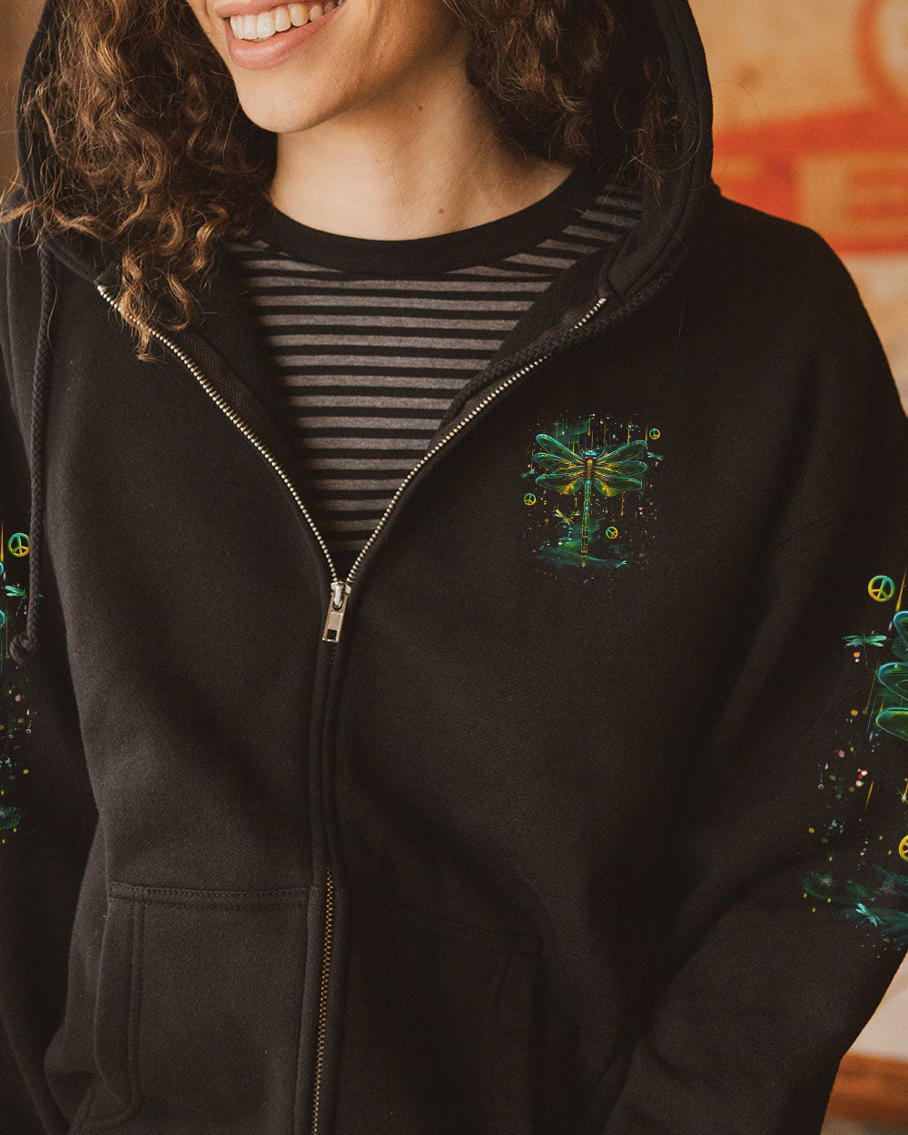 I Believe There Are Angels Among Us Green Dragonfly Peace Symbols AOP Shirts _4_ ukmGb