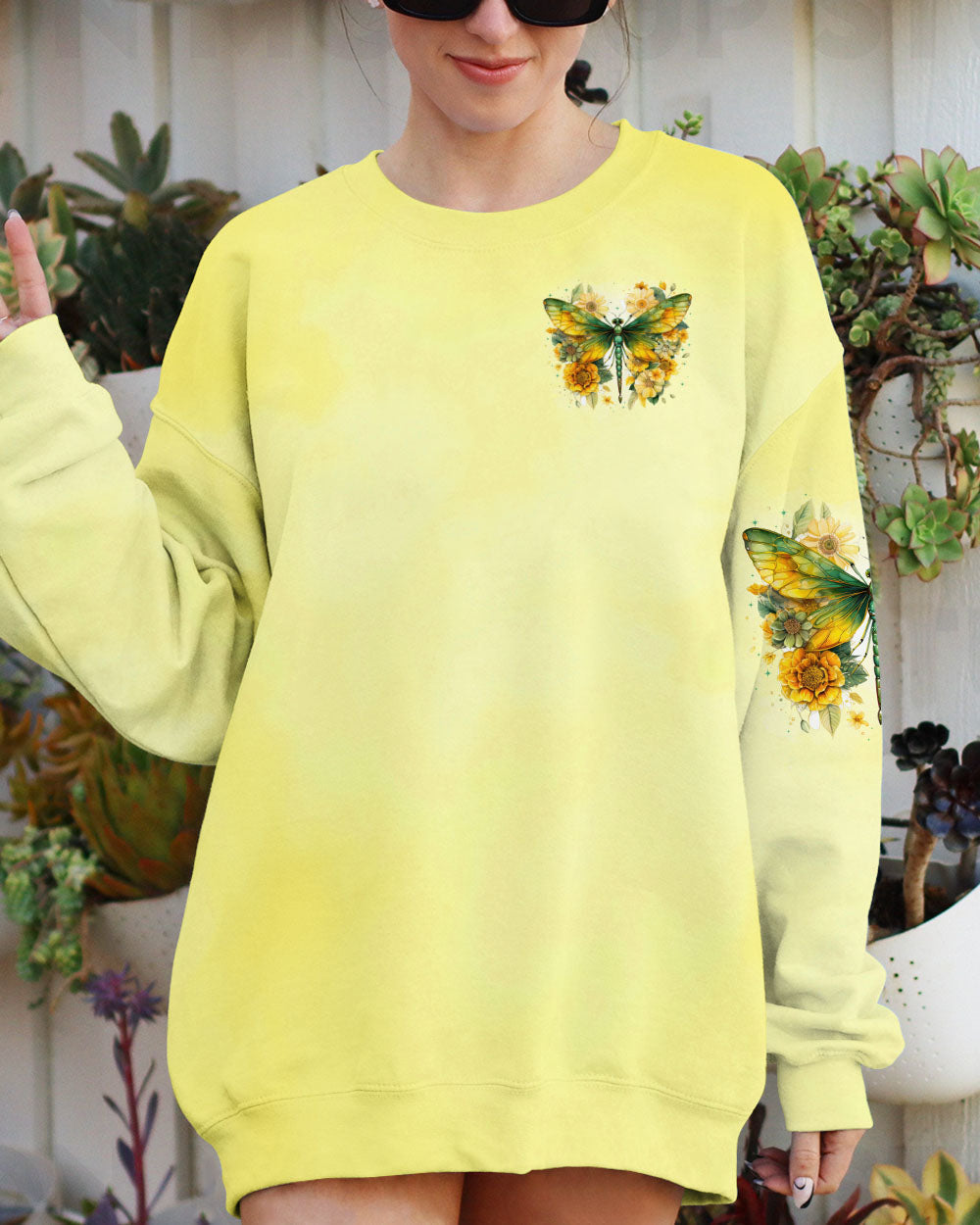 I Believe There Are Angels Among Us Green Dragonfly and Sunflower Design AOP Shirts _2_ 1GIC8