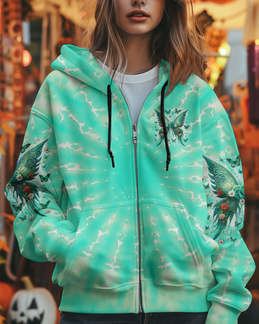 I Believe There Are Angels Among Us Green Rose Butterfly Tie Dye AOP Shirts _4_ xAknE