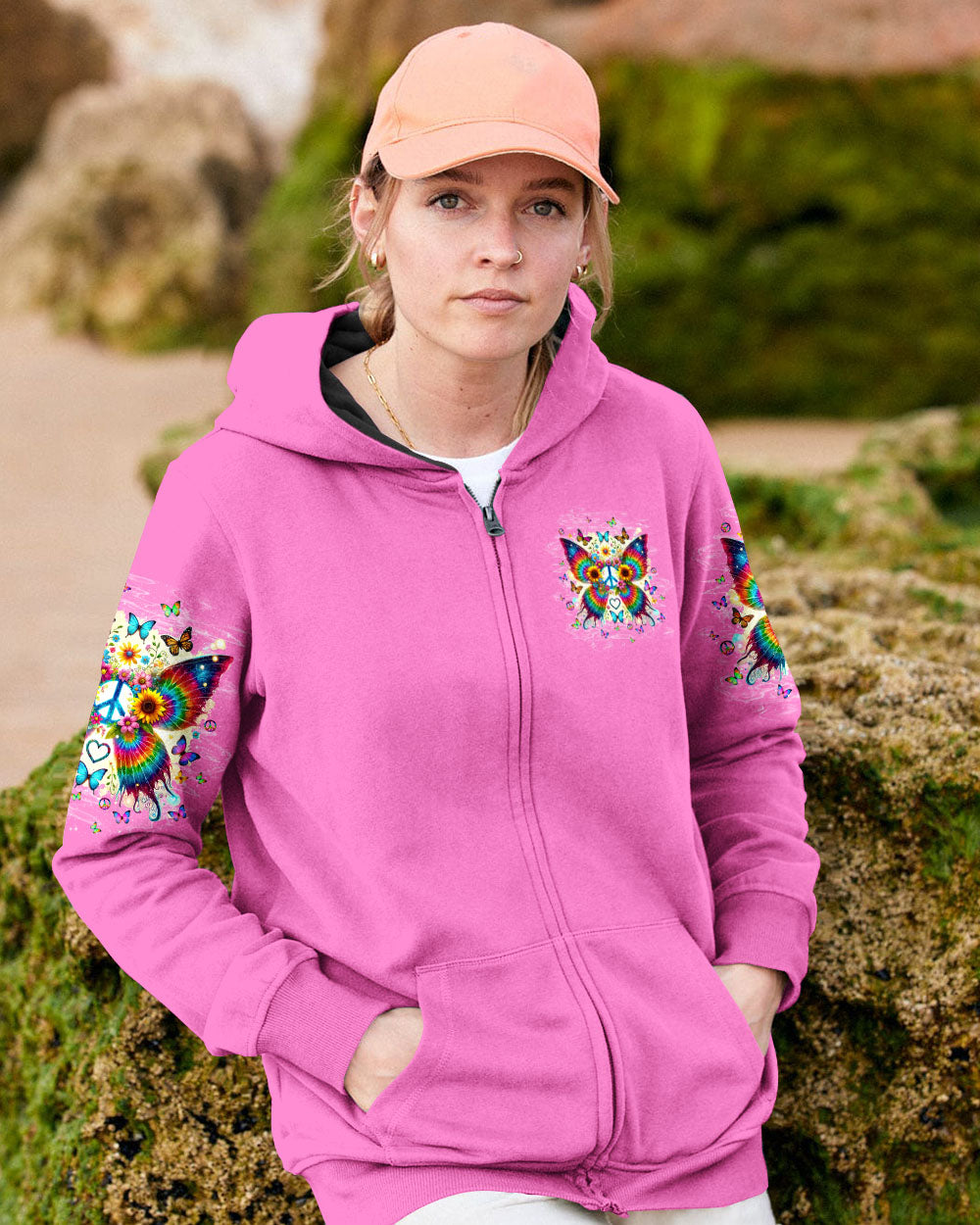 I Believe There Are Angels Among Us Hippie Butterfly and Peace Sign AOP Shirts _4_ KdSb9